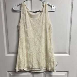 NY Collection Cream Lace Tank Top